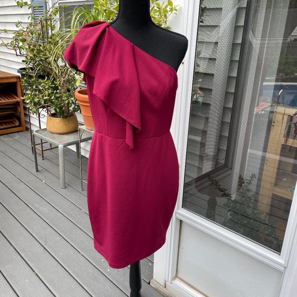 Aidan Mattox one shoulder burgundy dress size 8